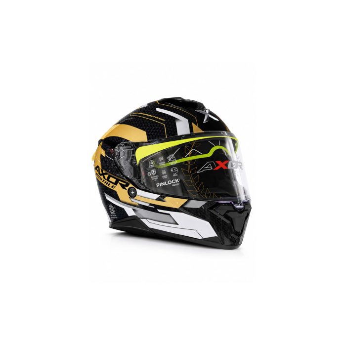 Axor Brutale Plexus Dual Spoiler Black Gold Full Face Helmet