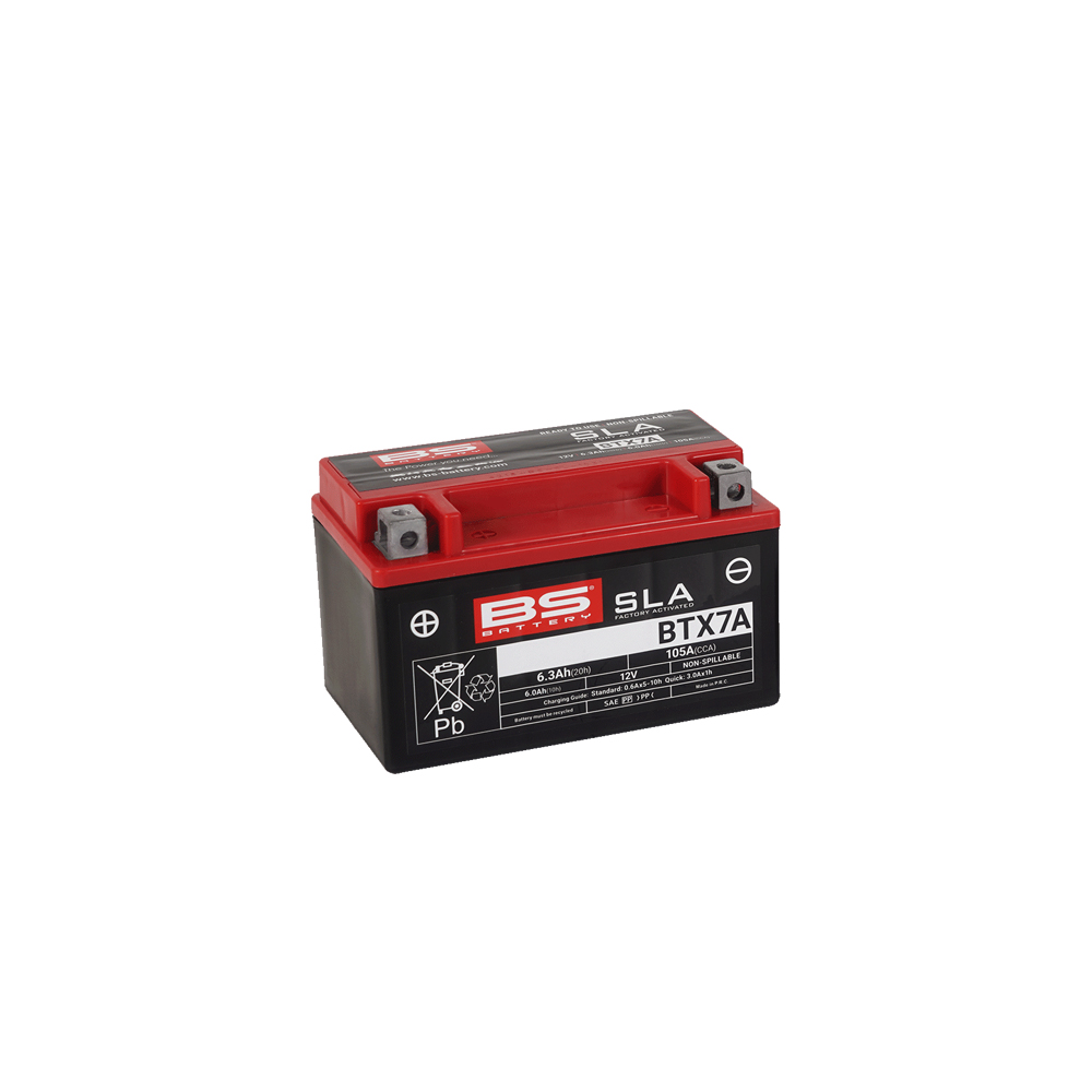 BS BTX7A SLA  Battery For Motorcycles / Scooters Doesn't need Maintanance - Made in France